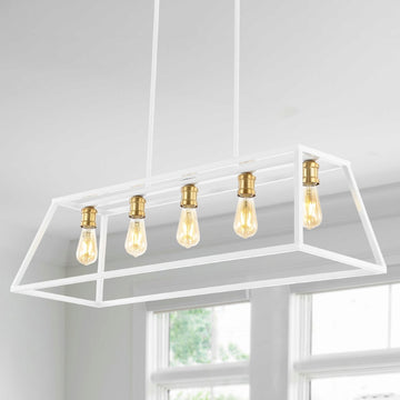 Floyd 38" Adjustable Iron Farmhouse Vintage LED Dimmable Pendant - JONATHAN Y